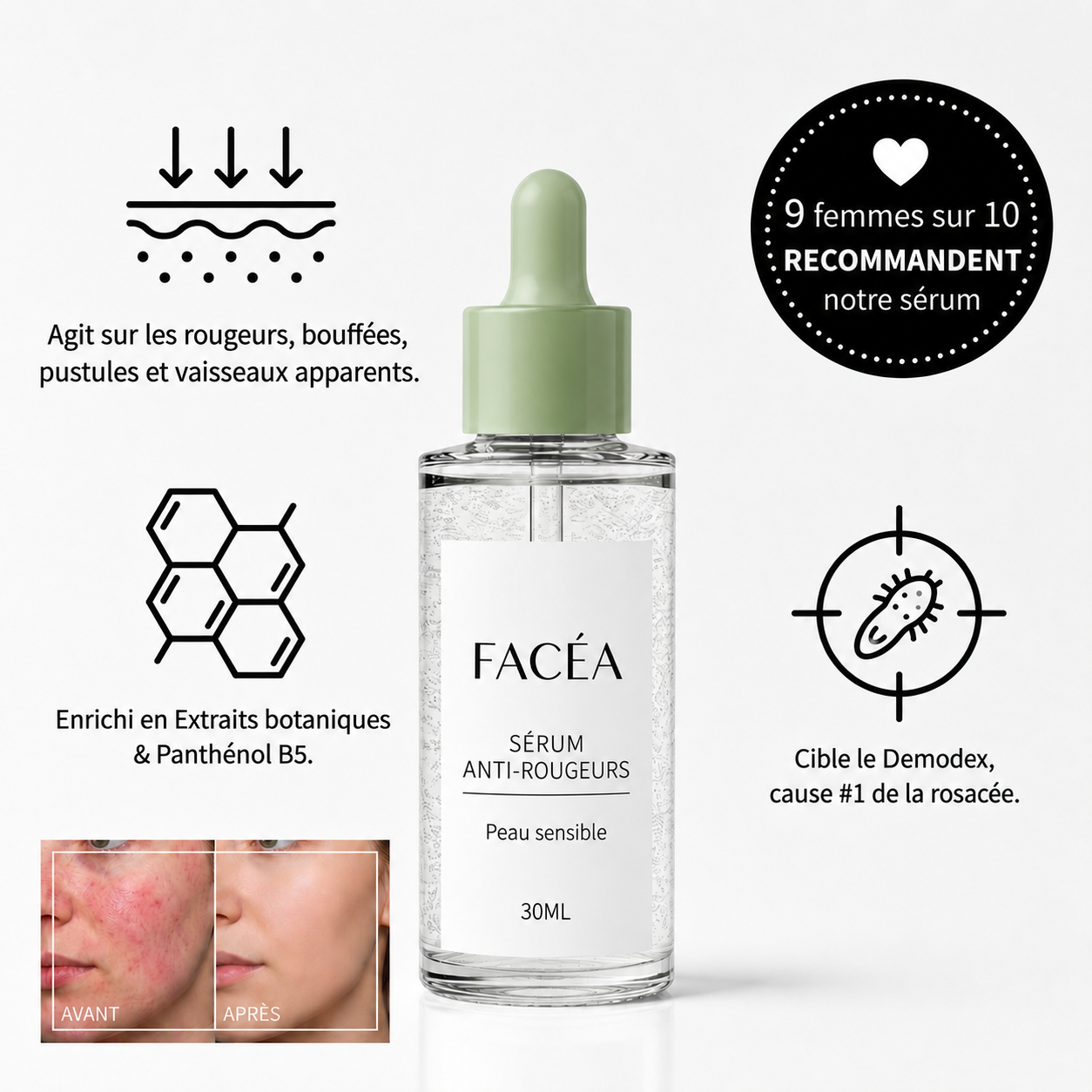 Sérum FACEA Apaisant Anti-Rougeurs 55m